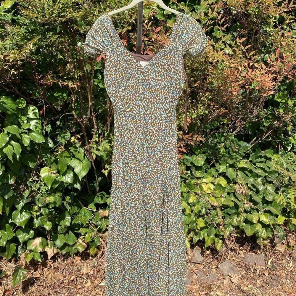 NWT Talbots pure silk A-line dress 70s style pattern ankle length size 6